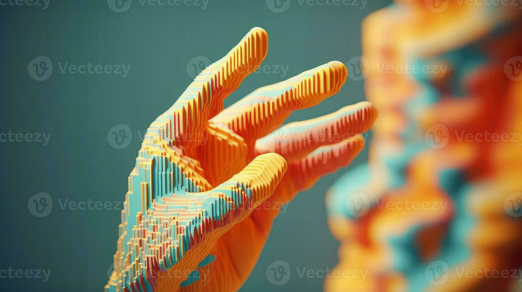 technologie voxel menselijk hand- ai gegenereerd foto