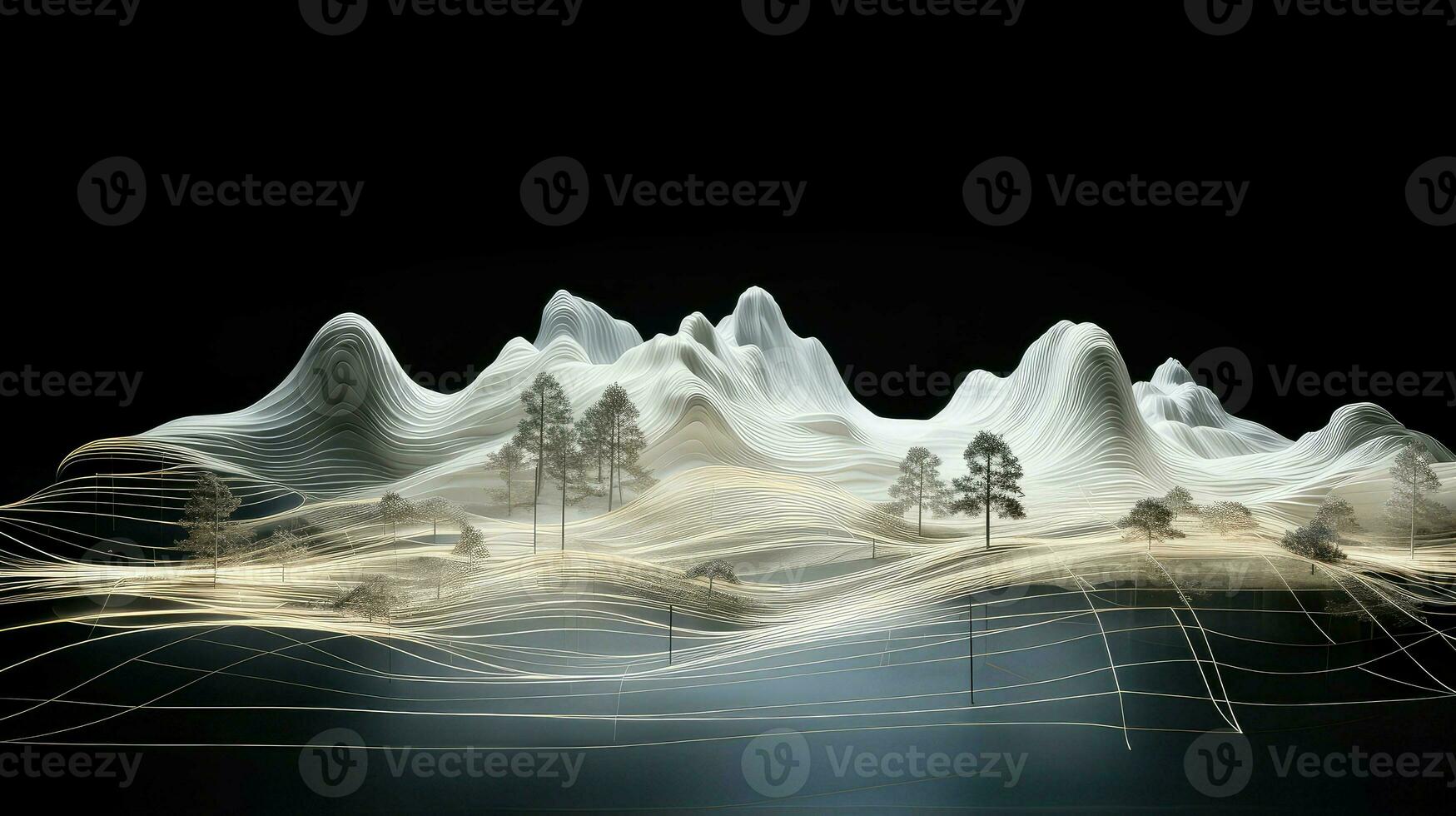 berg wireframe landschap topografisch ai gegenereerd foto