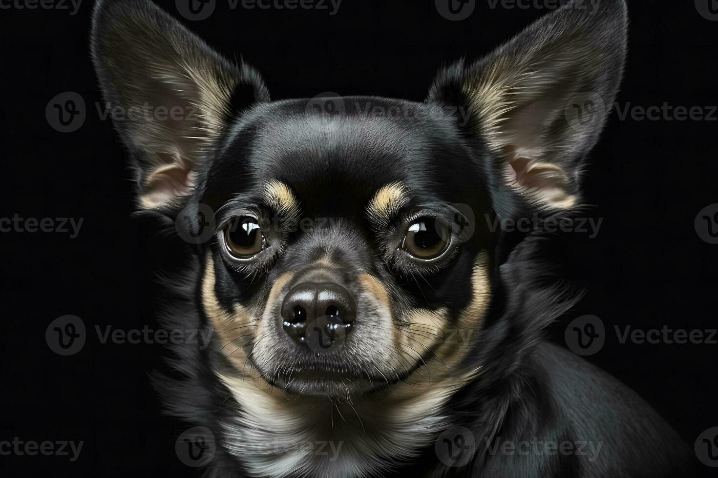 chihuahua hond portret Aan zwart achtergrond. neurale netwerk ai gegenereerd foto