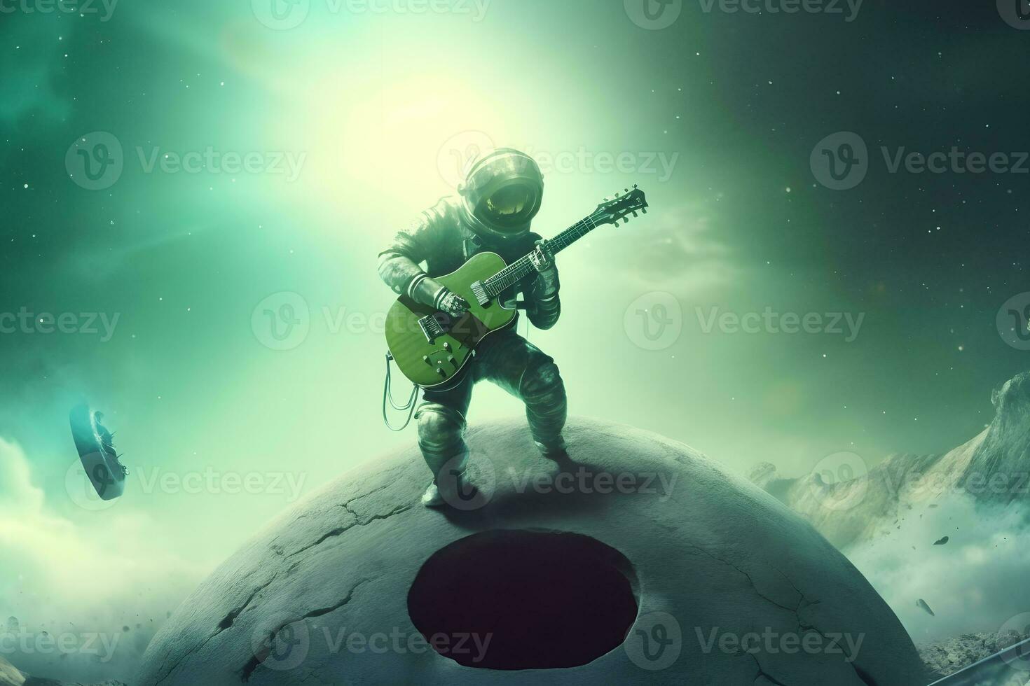 astronaut ruimte rots gitaar. neurale netwerk ai gegenereerd foto