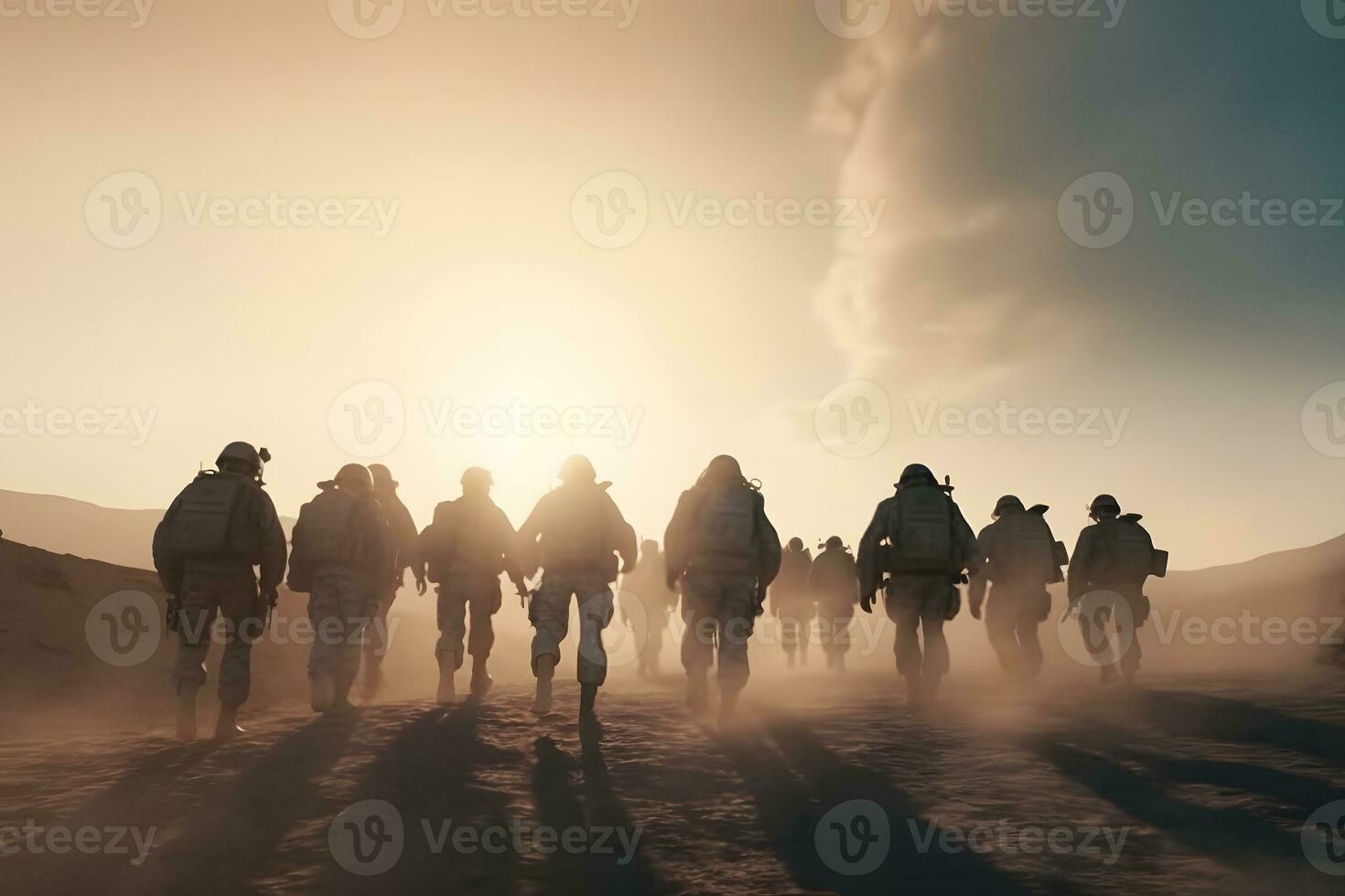 leger soldaten bedrijf in de veld. neurale netwerk ai gegenereerd foto