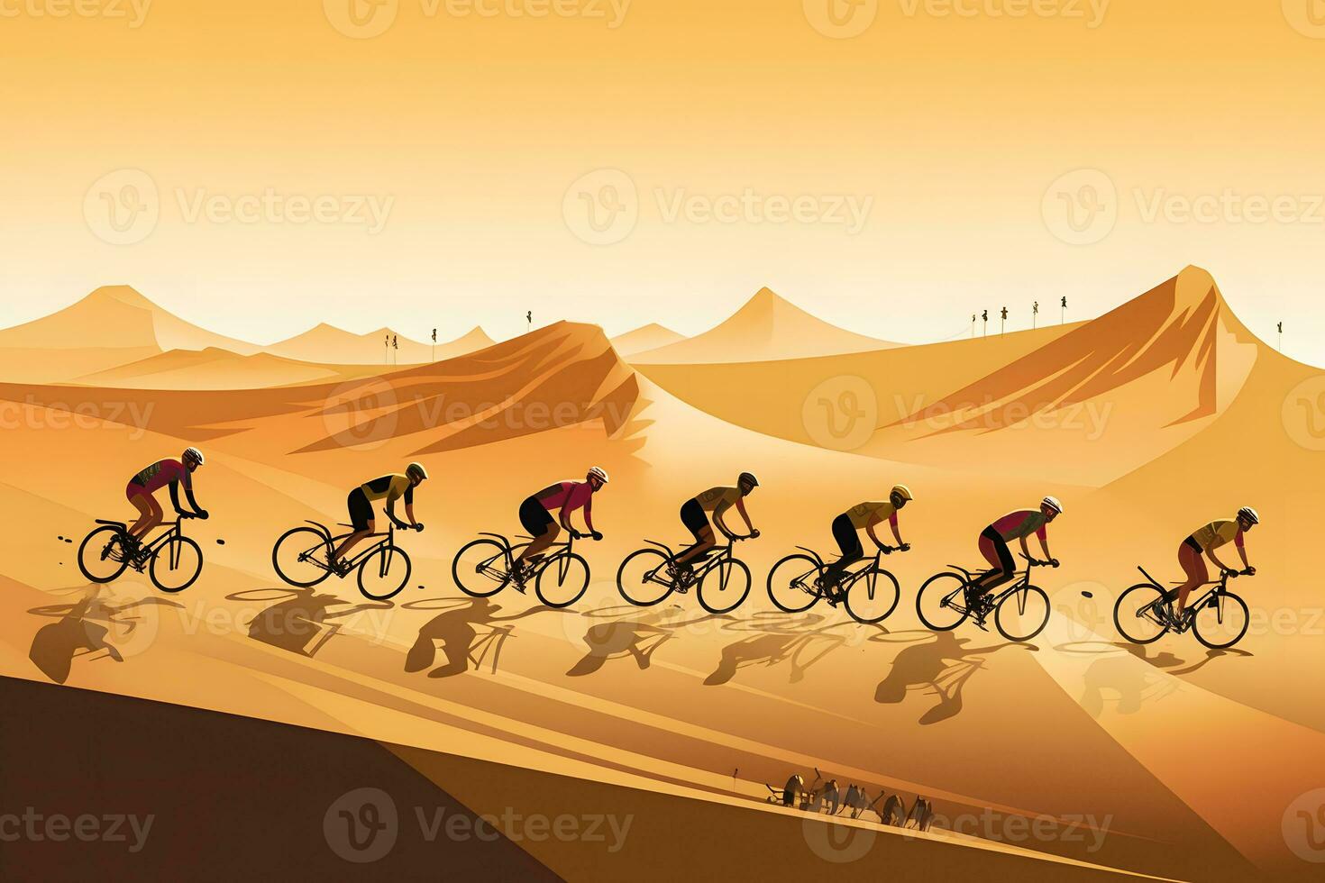 beeld van sportief bedrijf vrienden Aan fietsen. neurale netwerk ai gegenereerd foto