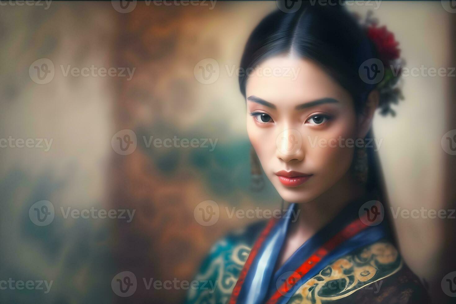 mooi Aziatisch Chinese vrouw portret. neurale netwerk ai gegenereerd foto