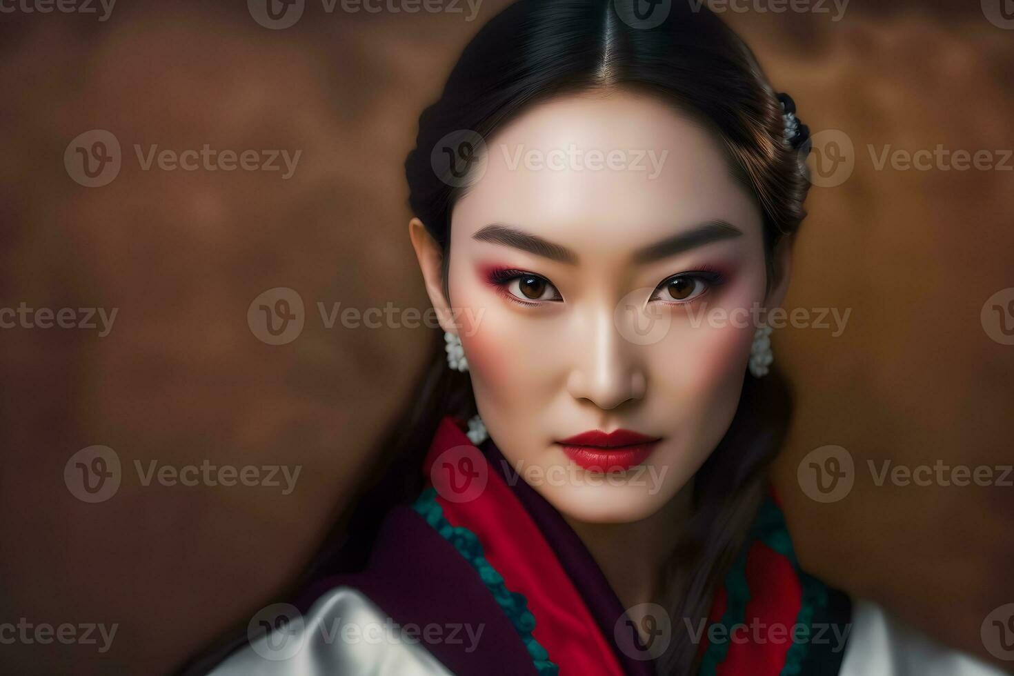 portret van een etnisch Koreaans vrouw. neurale netwerk ai gegenereerd foto