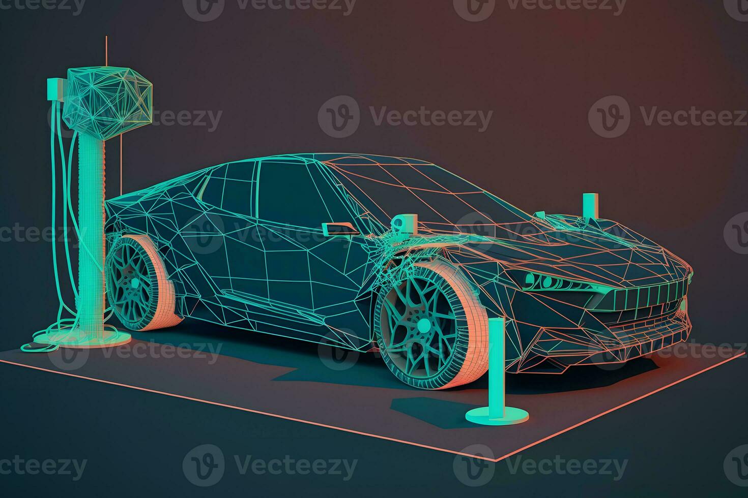 elektrisch auto opladen concept in groen omgeving. neurale netwerk ai gegenereerd foto