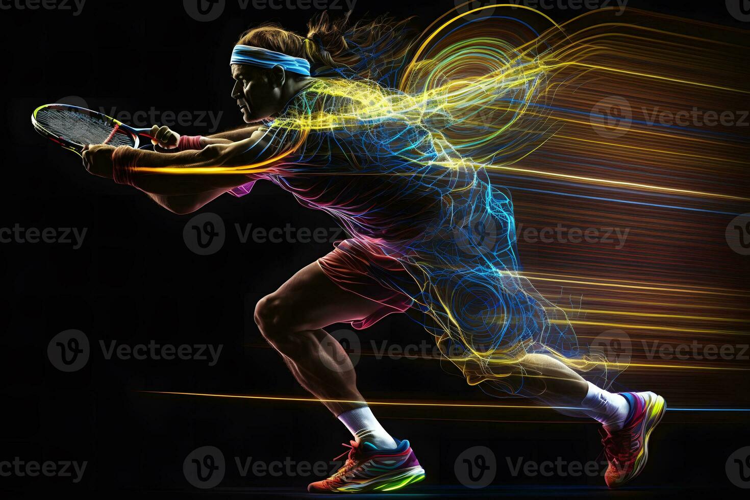 tennis speler sport portret abstract achtergrond. neurale netwerk ai gegenereerd foto