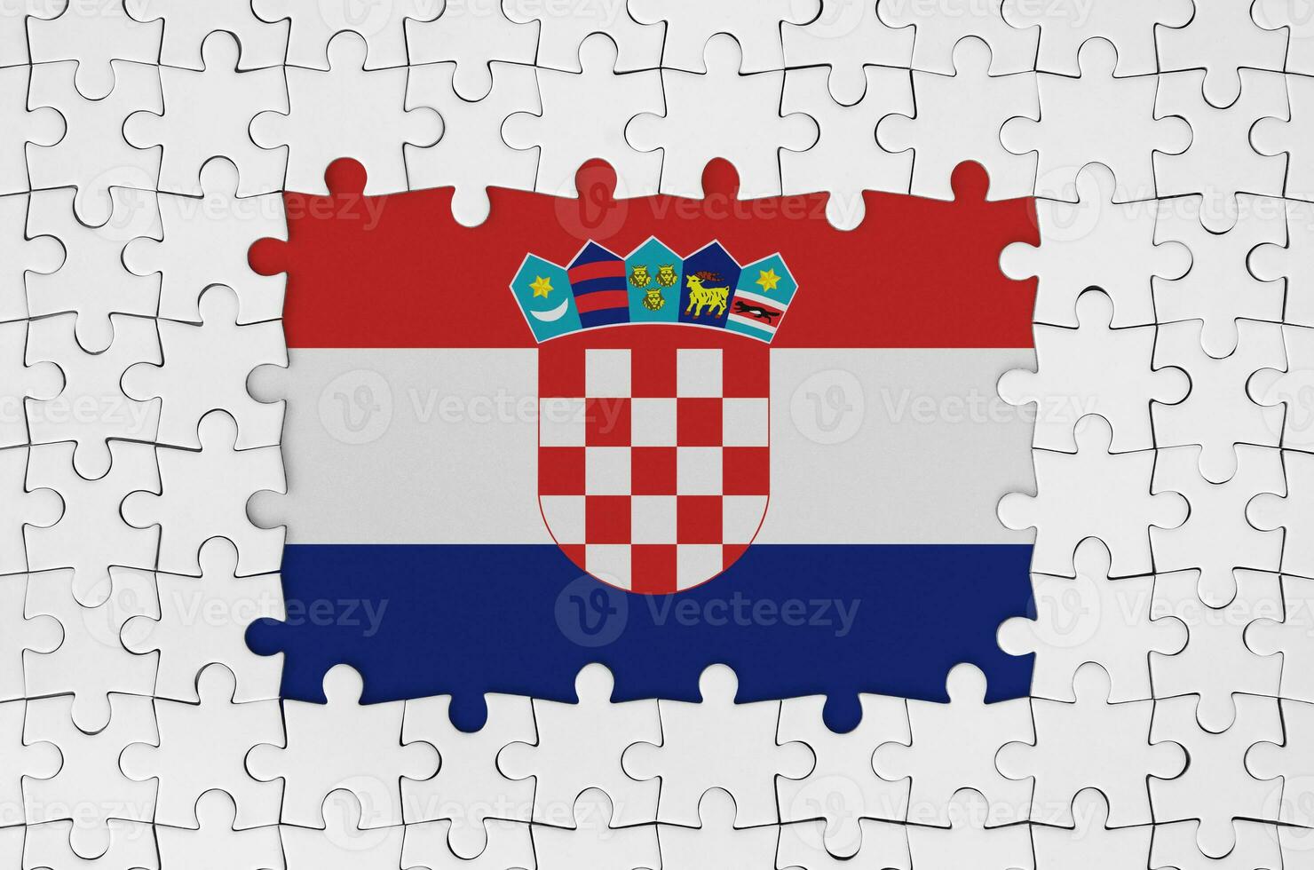 Kroatië vlag in kader van wit puzzel stukken met missend centraal een deel foto