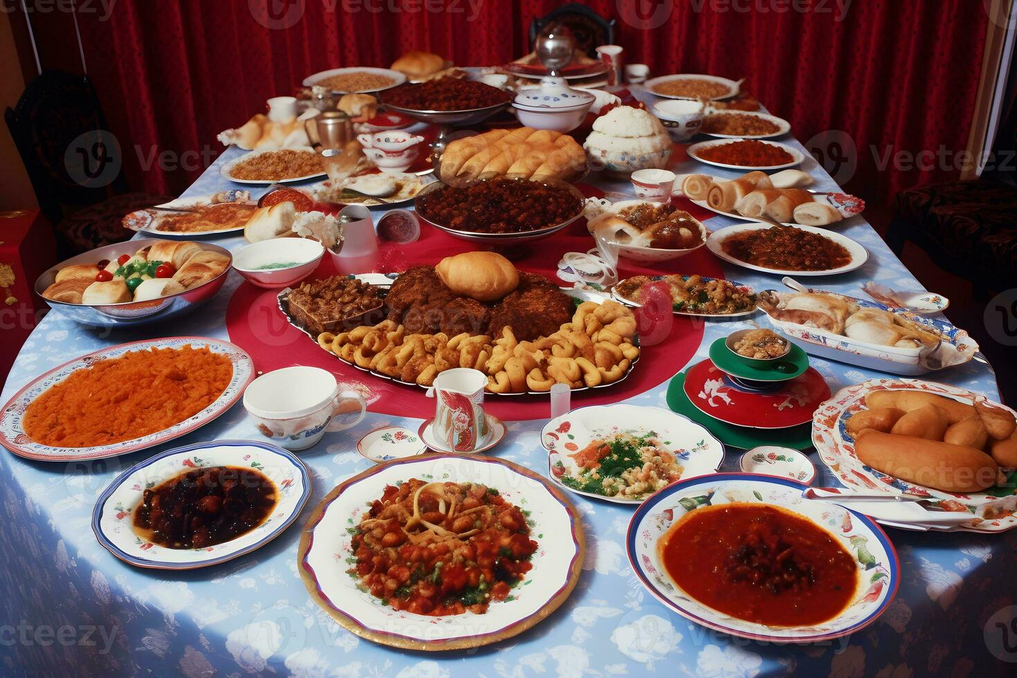 tafel met Turks nationaal borden. neurale netwerk ai gegenereerd foto