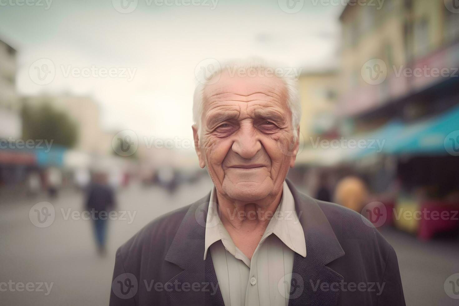 portret van een glimlachen oud Mens in de Georgië. neurale netwerk ai gegenereerd foto