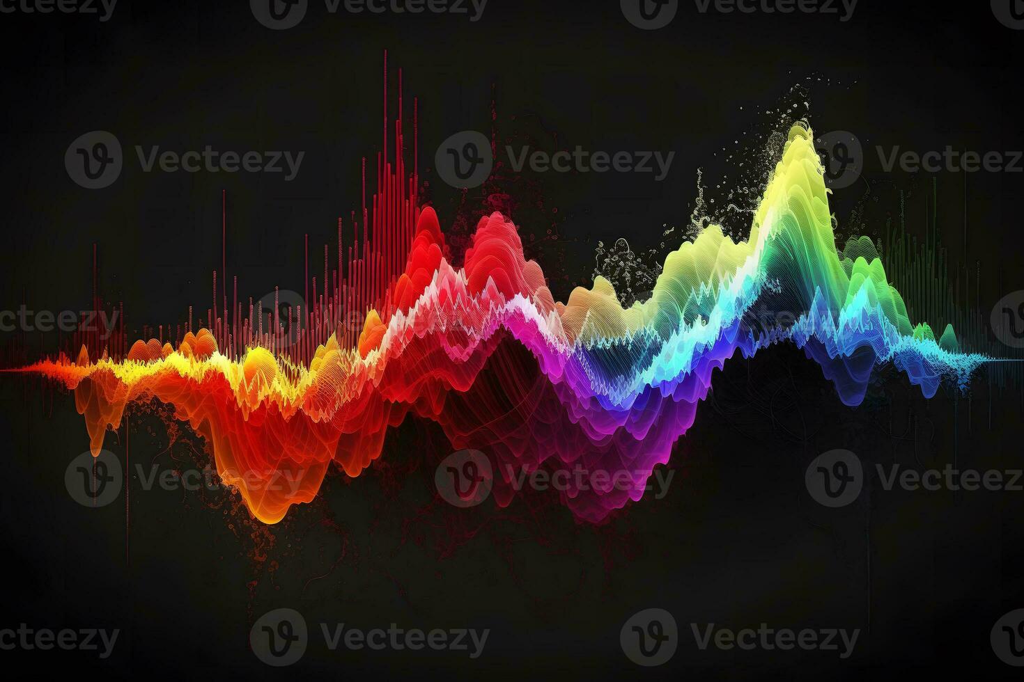 equalizer geluidsgolf regenboog achtergrond. neurale netwerk ai gegenereerd foto