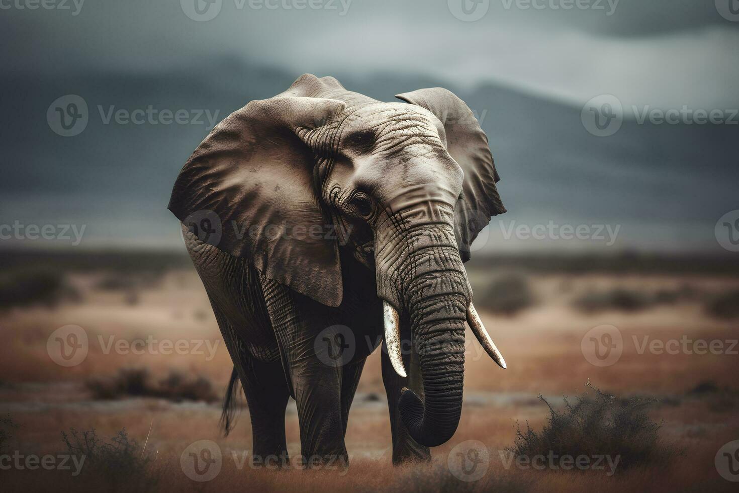 olifant in de woestijn. neurale netwerk ai gegenereerd foto