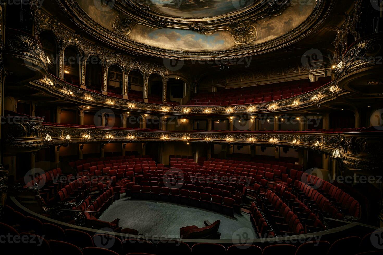 de interieur van de hal in de theater. neurale netwerk ai gegenereerd foto