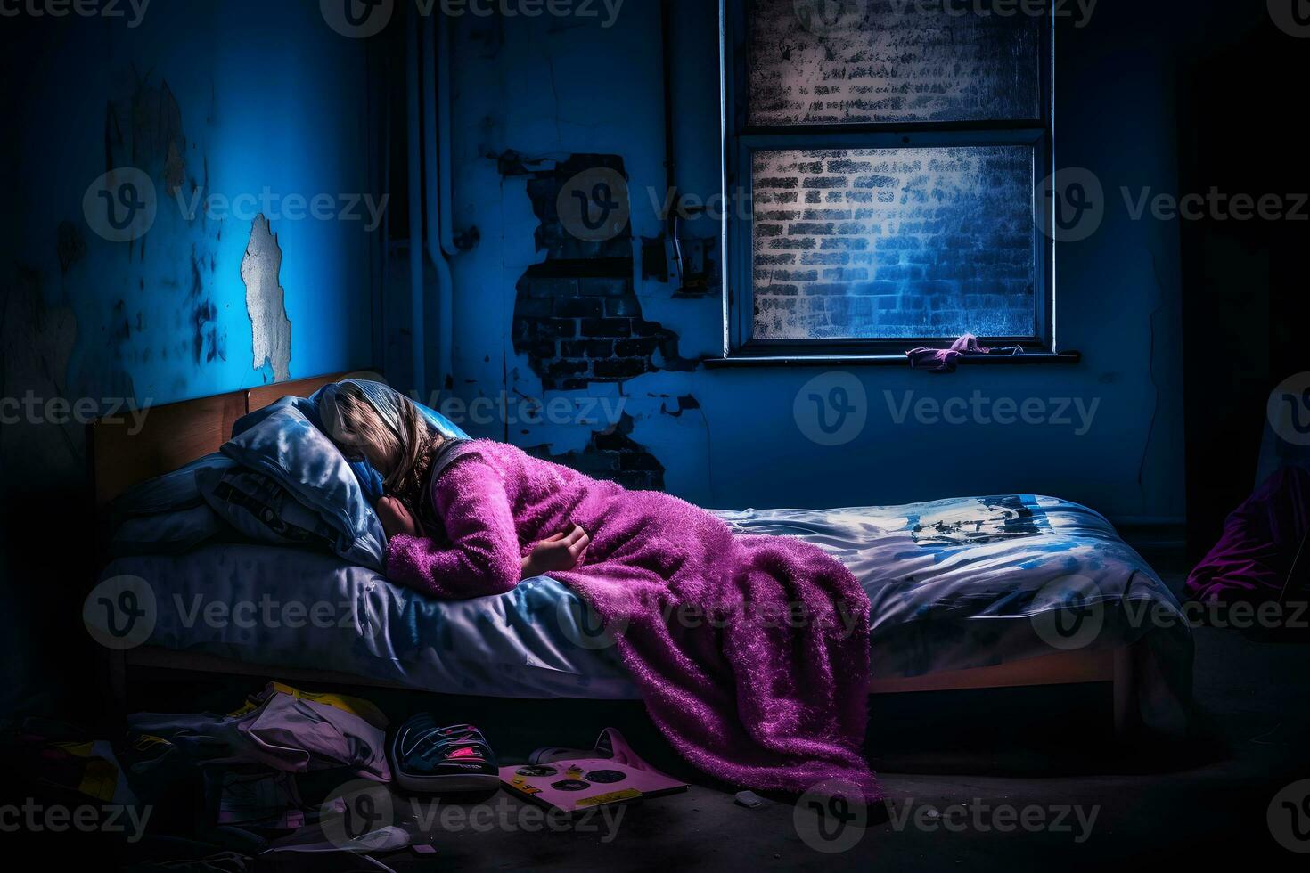 slapen schoonheid, lichten en vrouw met slaap en creatief neon verlichting. neurale netwerk ai gegenereerd foto