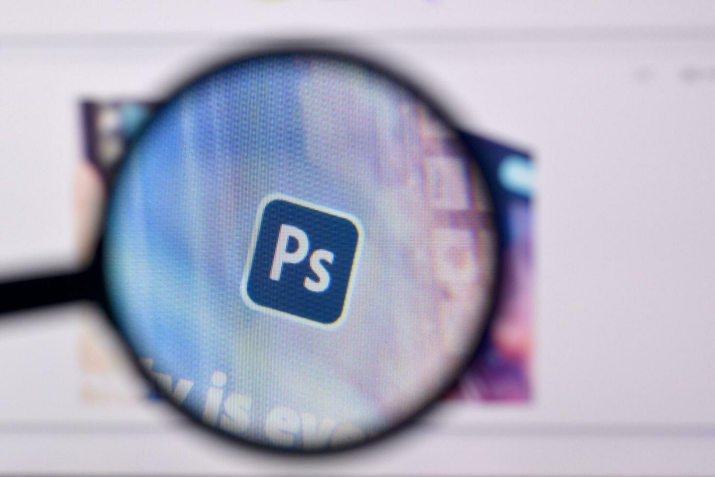 web bladzijde van Adobe photoshop Product Aan officieel website Aan de Scherm van pc foto