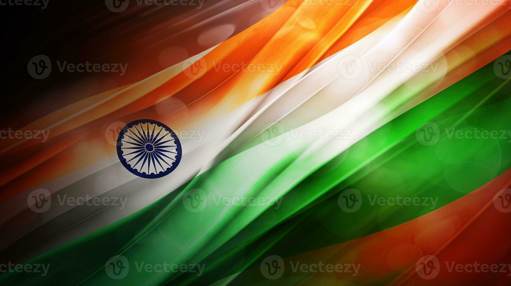 Indisch driekleur vlag achtergrond voor onafhankelijkheid dag. groet kaart ontwerp sjabloon, generatief ai foto