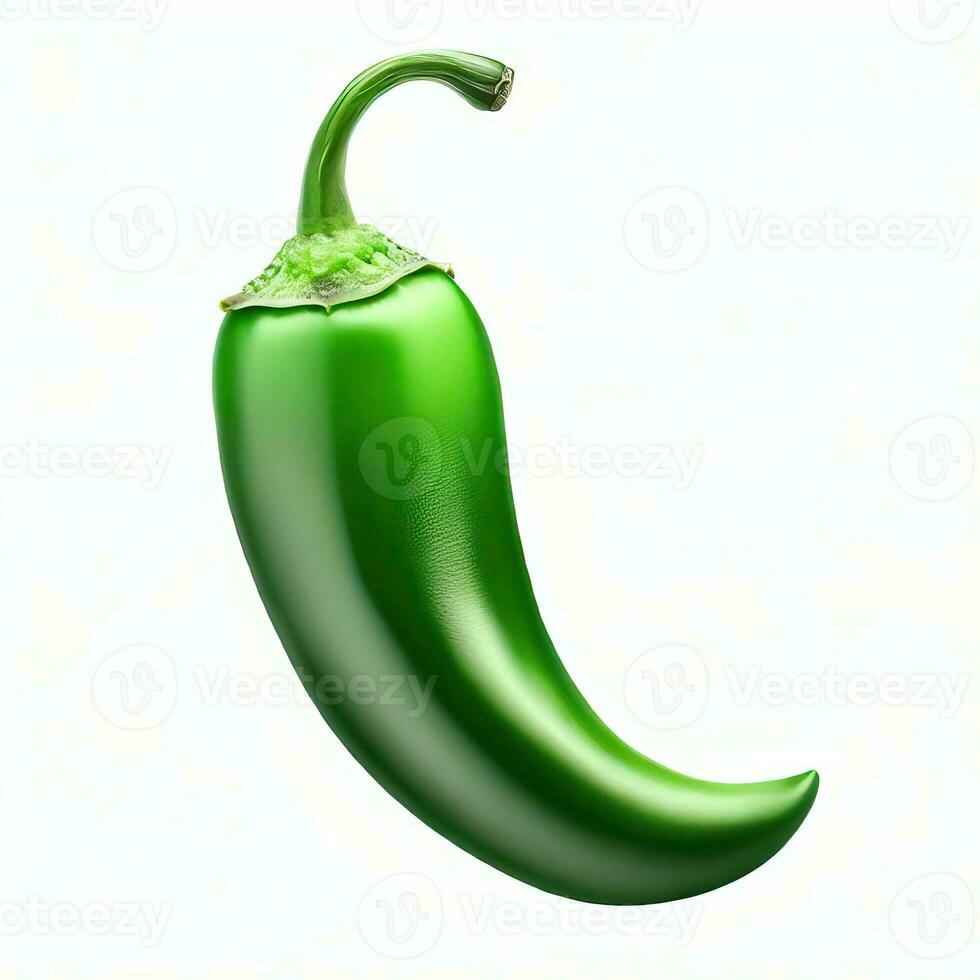 single groen jalapeno geïsoleerd Aan transparant of wit achtergrond, PNG generatief ai foto