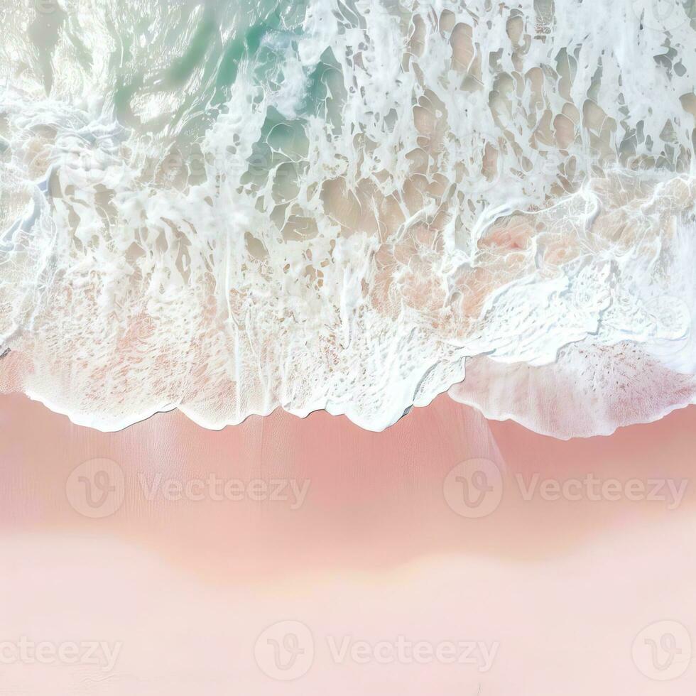 antenne visie van Doorzichtig turkoois zee antenne visie van zanderig strand en oceaan met golven generatief ai foto