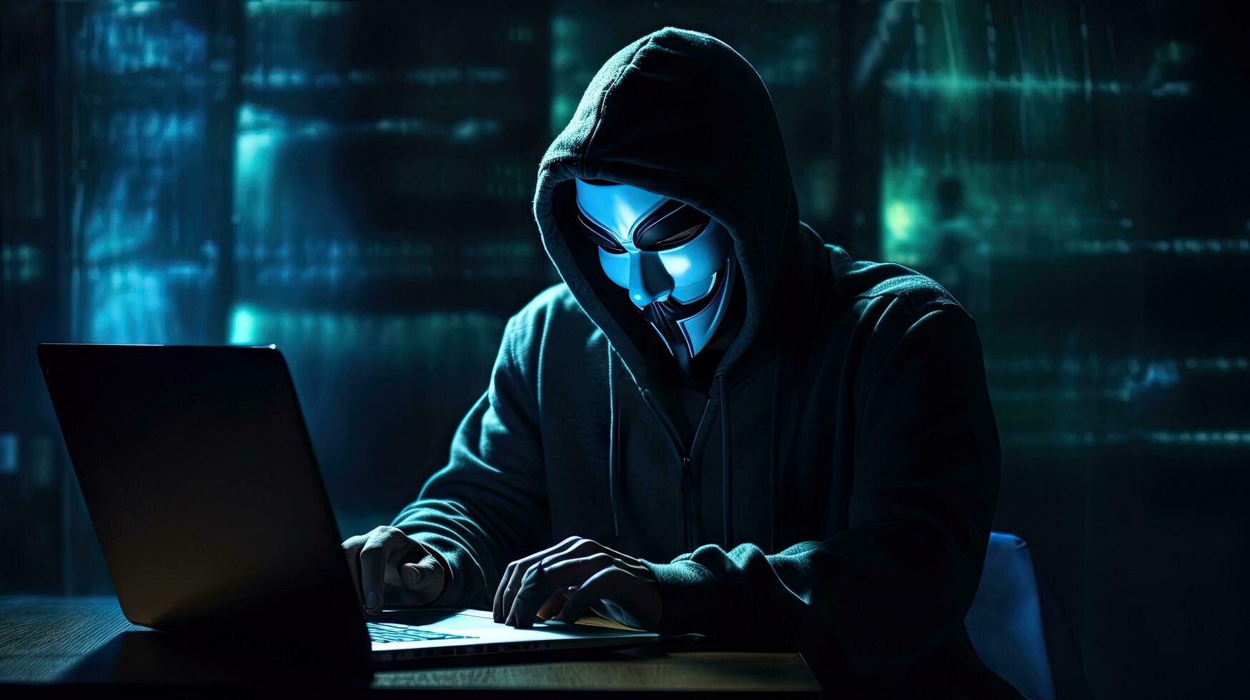 hackers en malware hacker toepassingen abstract laptop met binair code digitaal koppel. foto