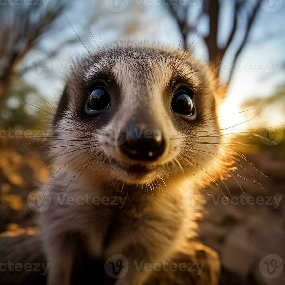 detailopname foto van meerkat gezicht generatief ai