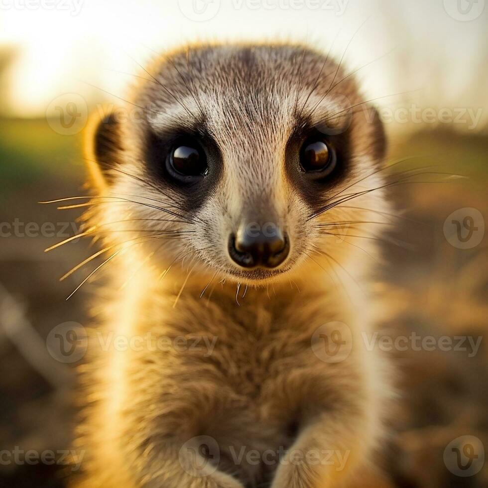 gezicht van schattig meerkat dier generatief ai foto