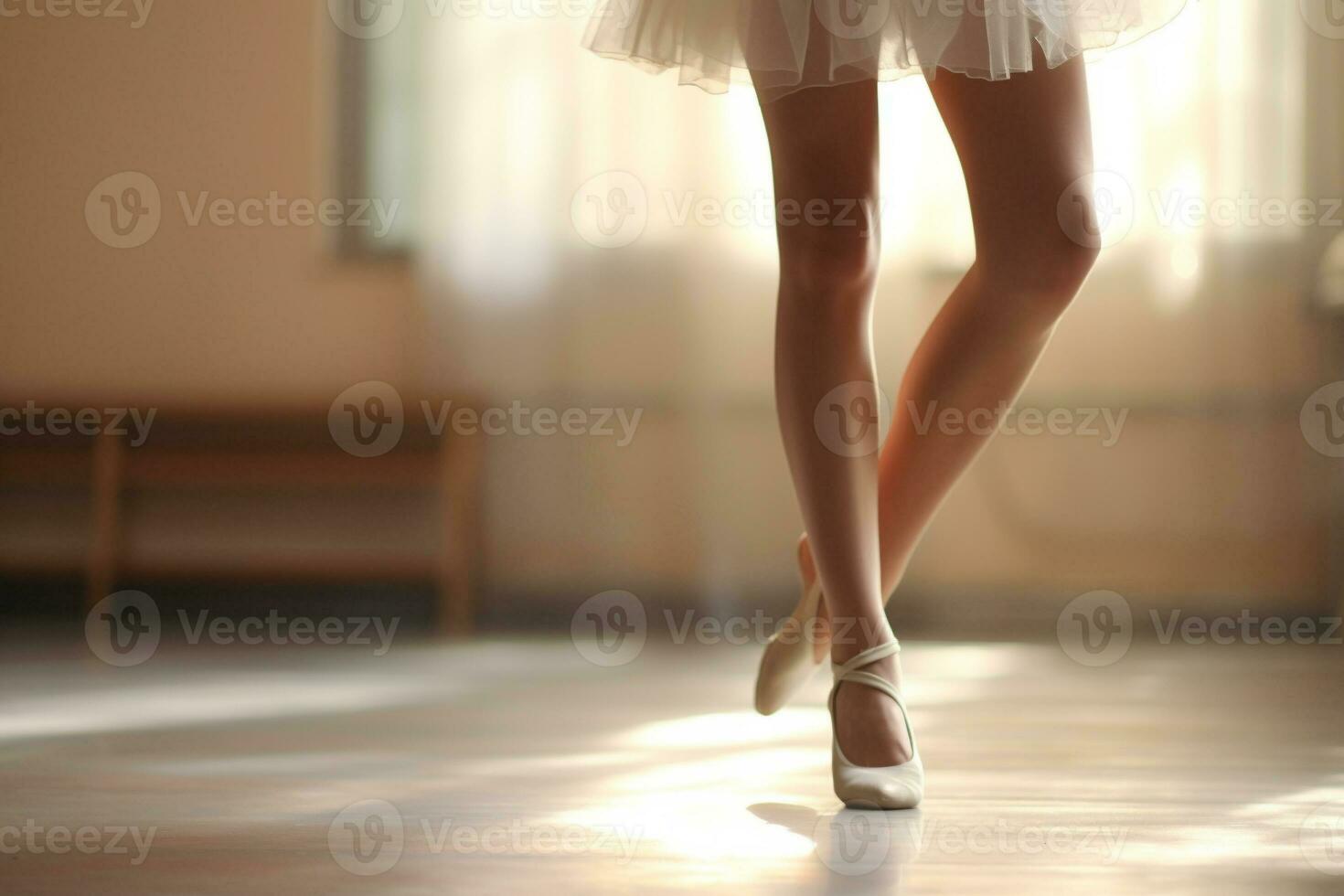 Aziatisch vrouw voeten in ballet schoenen detailopname generatief ai foto