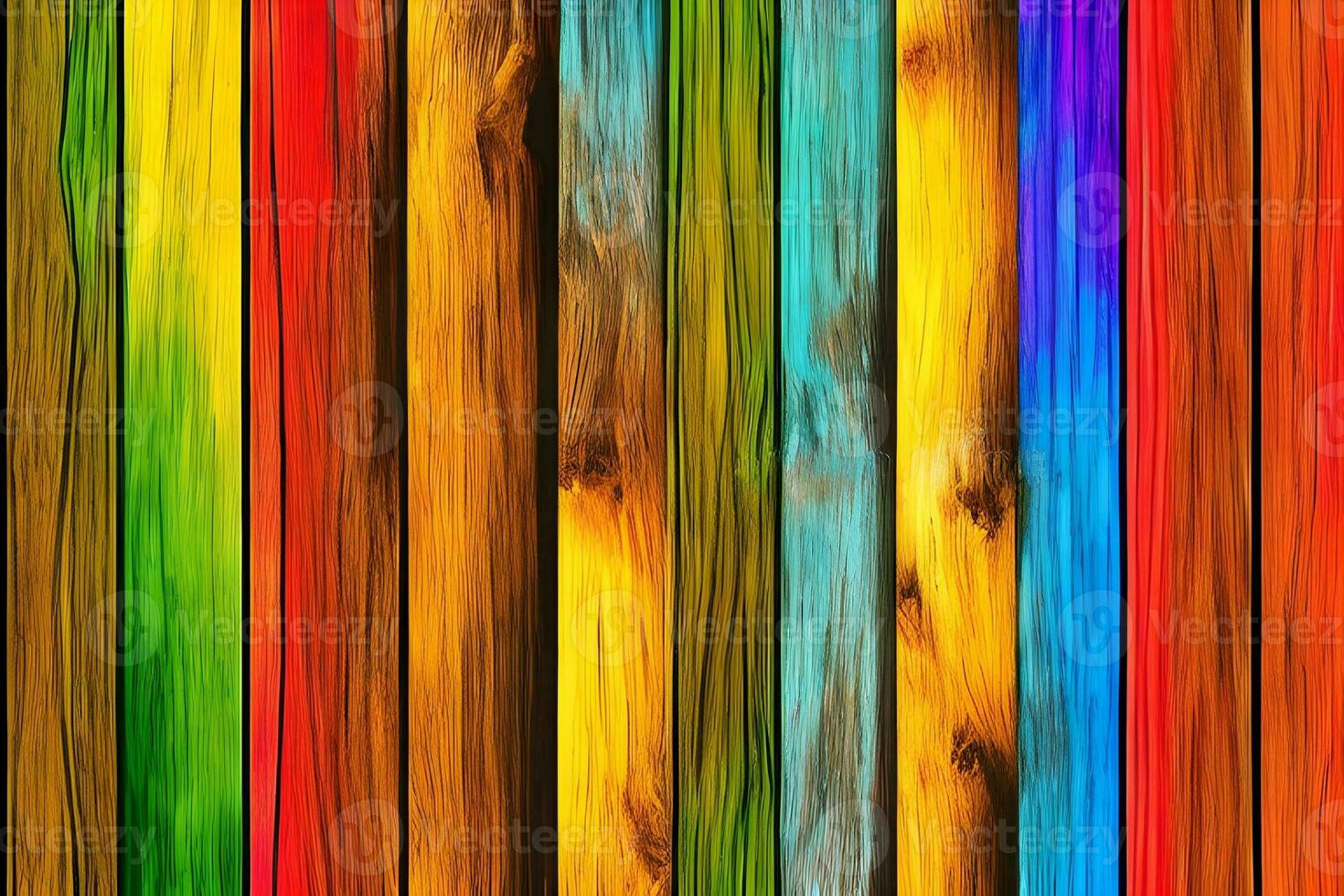 kleurrijk hout achtergrond, regenboog hout achtergrond, hout achtergrond, ai generatief foto