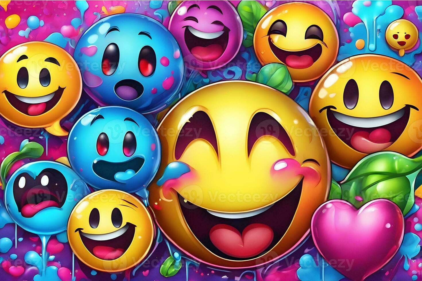 emoji graffiti behang, emoji graffiti achtergrond, emoji graffiti patroon, graffiti achtergrond, graffiti kunst, graffiti behang, ai generatief foto