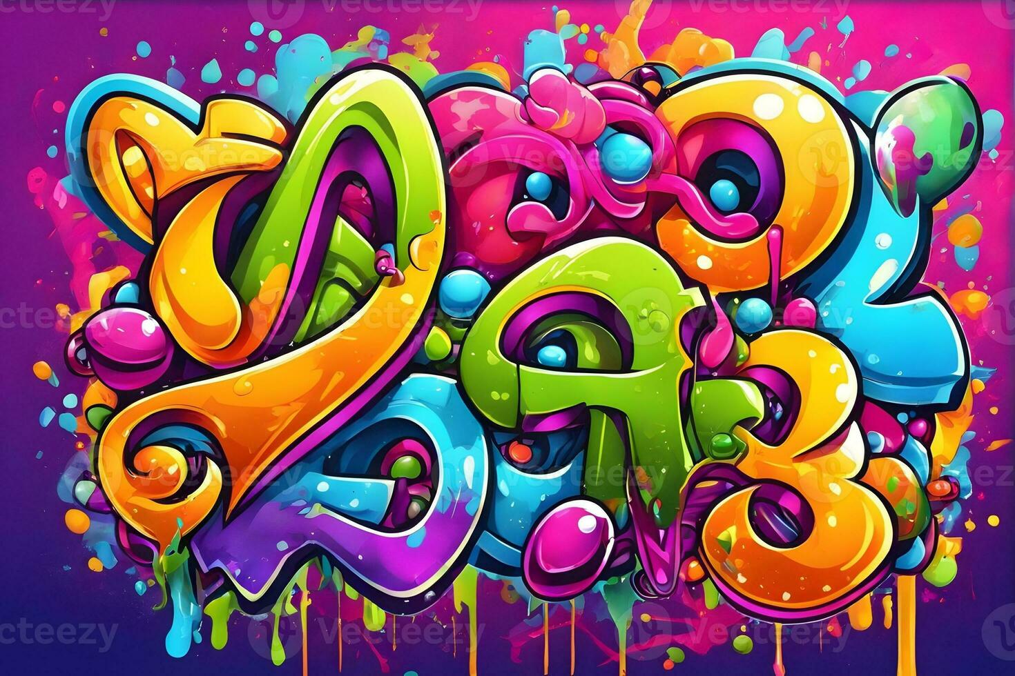 tekenfilm graffiti behang, tekenfilm graffiti achtergrond, tekenfilm graffiti patroon, tekenfilm karakter graffiti achtergrond, tekenfilm karakter graffiti kunst, graffiti achtergrond, ai generatief foto