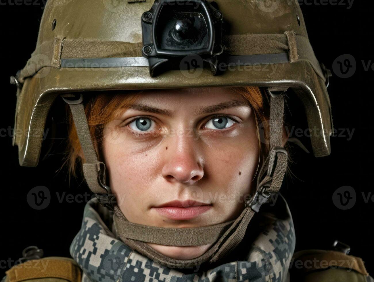 vrouw serveert net zo een toegewijd en onverschrokken soldaat ai generatief foto