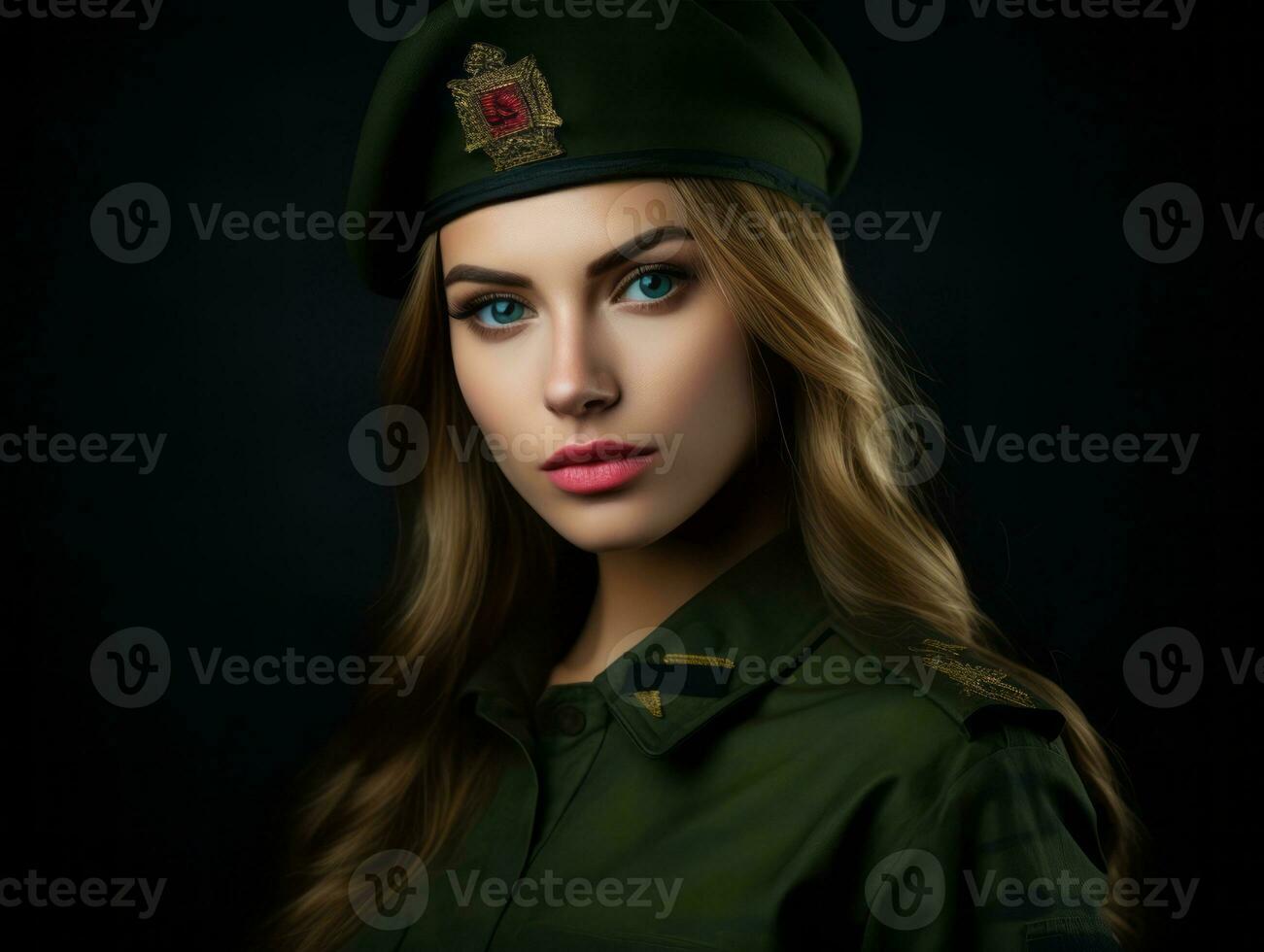 vrouw serveert net zo een toegewijd en onverschrokken soldaat ai generatief foto