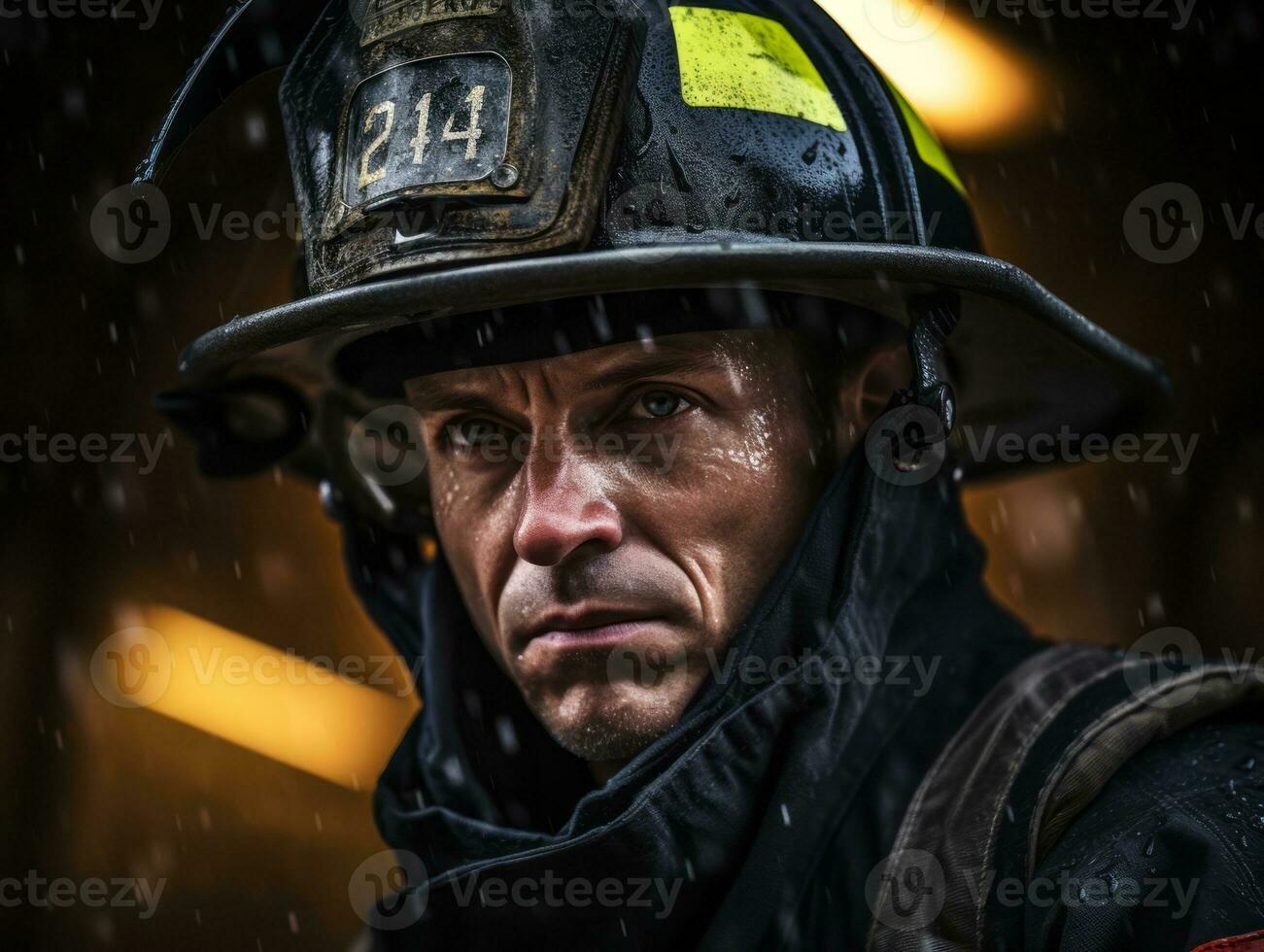 moedig mannetje brandweerman onbevreesd confronteert de laaiend inferno ai generatief foto