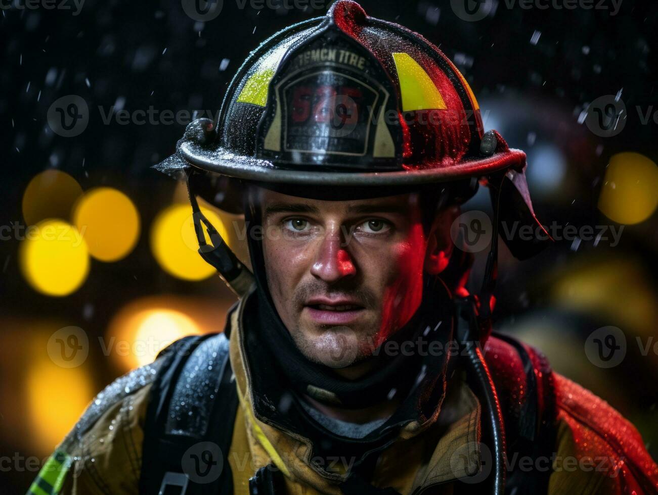 moedig mannetje brandweerman onbevreesd confronteert de laaiend inferno ai generatief foto