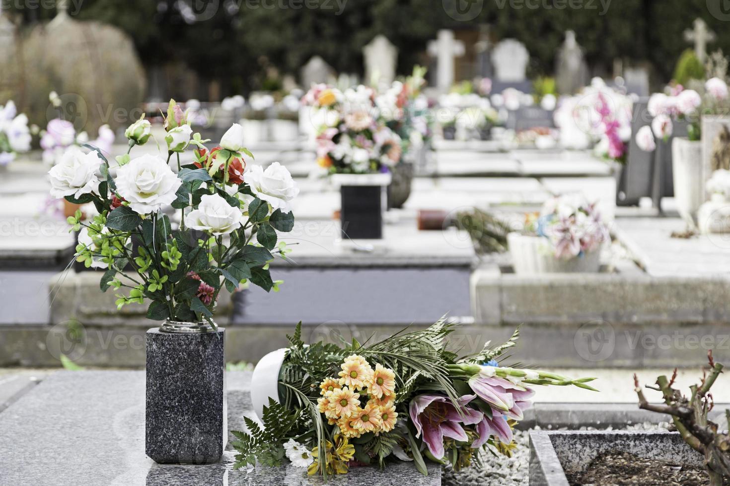 bloemen op de begraafplaats foto