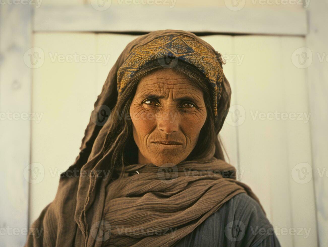oud gekleurde fotograaf van Arabisch vrouw van vroeg jaren 1900 ai generatief foto