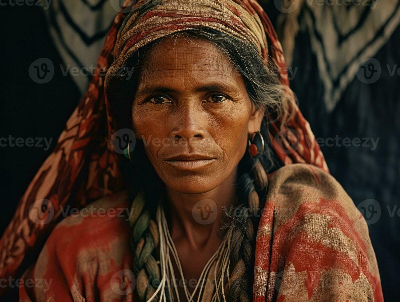 oud gekleurde fotograaf van een braziliaans vrouw van de vroeg jaren 1900 ai generatief foto