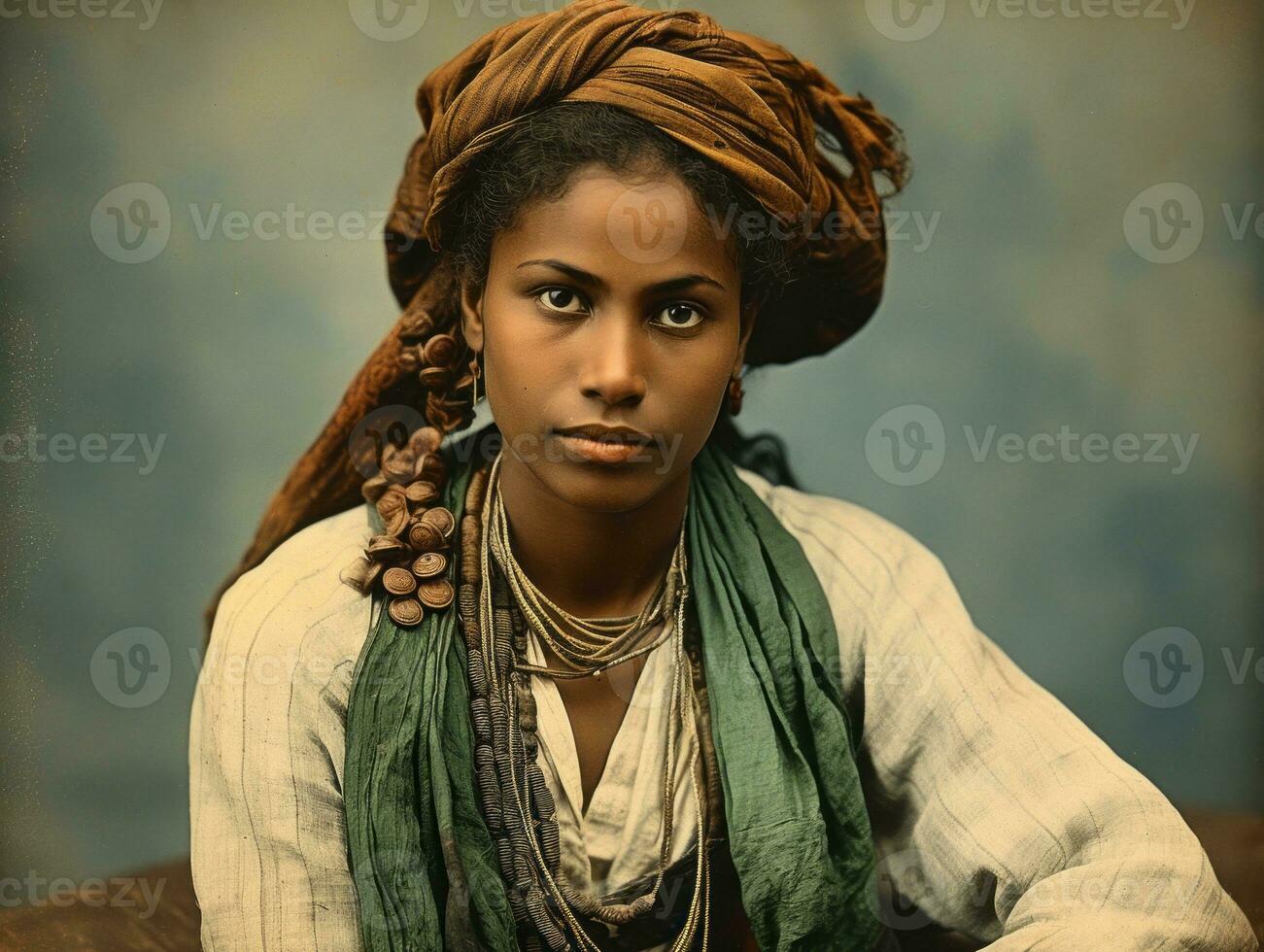 oud gekleurde fotograaf van een braziliaans vrouw van de vroeg jaren 1900 ai generatief foto