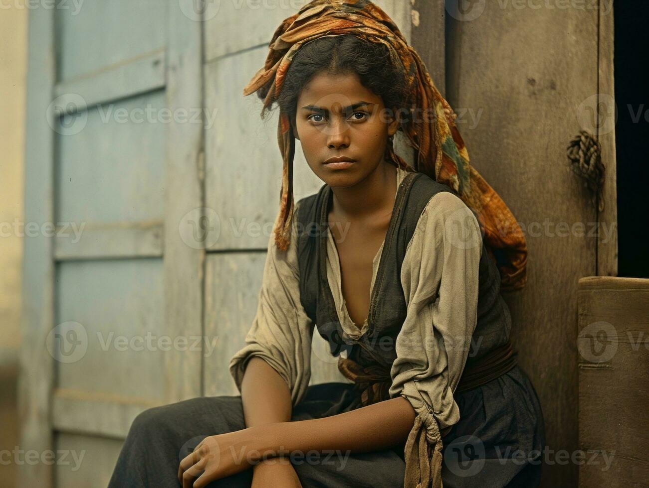 oud gekleurde fotograaf van een braziliaans vrouw van de vroeg jaren 1900 ai generatief foto