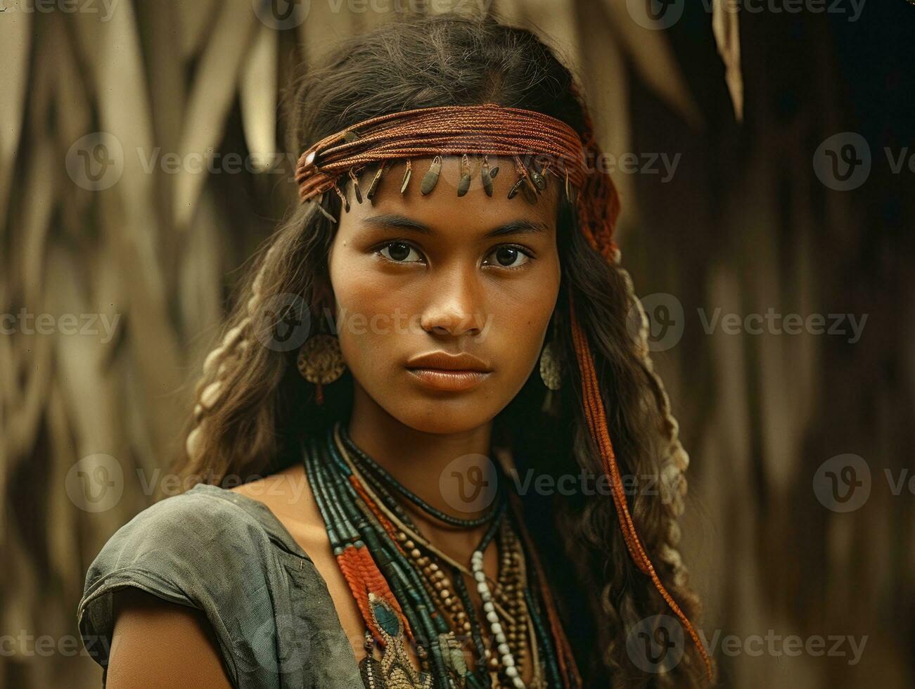 oud gekleurde fotograaf van een braziliaans vrouw van de vroeg jaren 1900 ai generatief foto