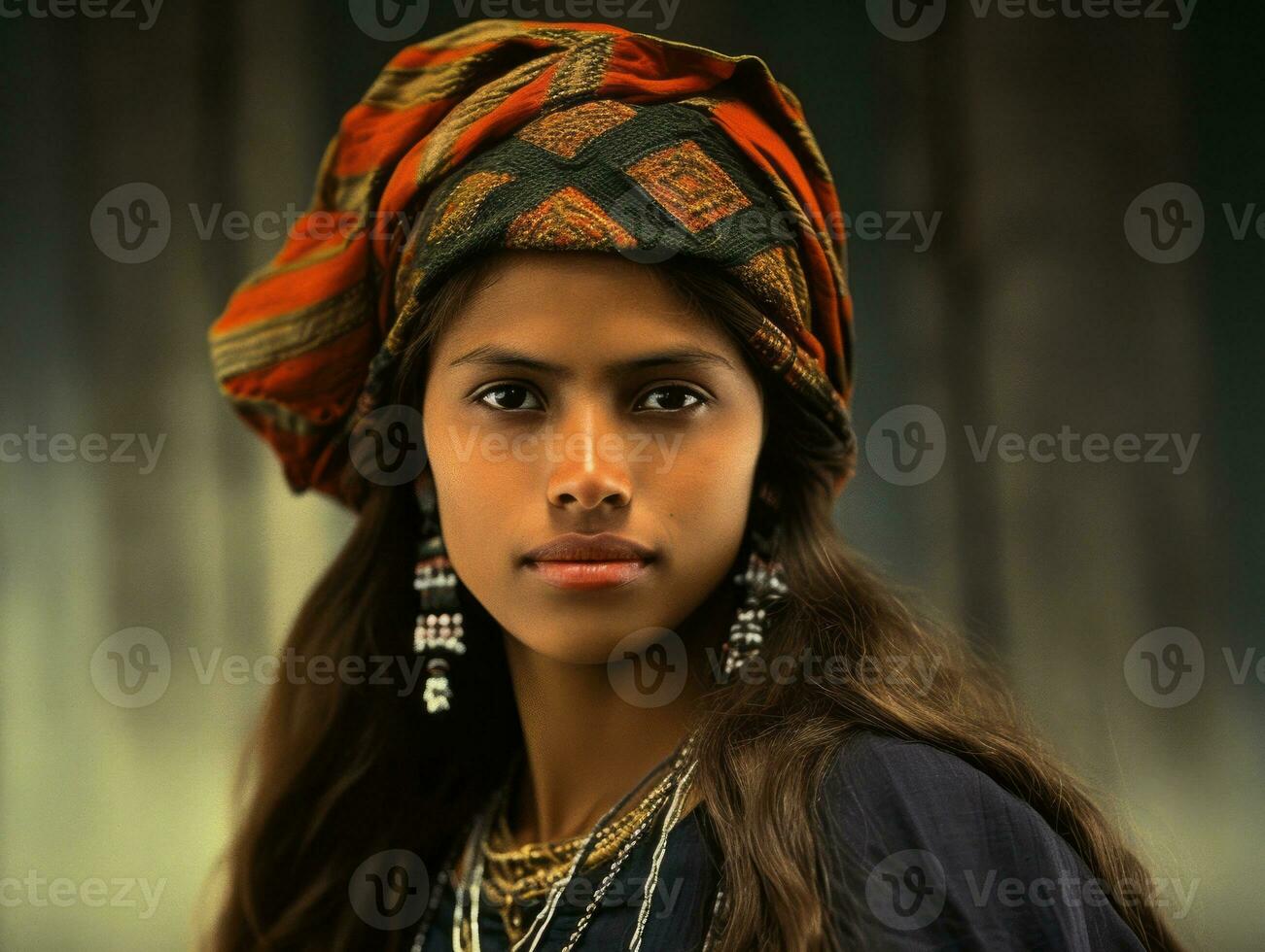 oud gekleurde fotograaf van een braziliaans vrouw van de vroeg jaren 1900 ai generatief foto