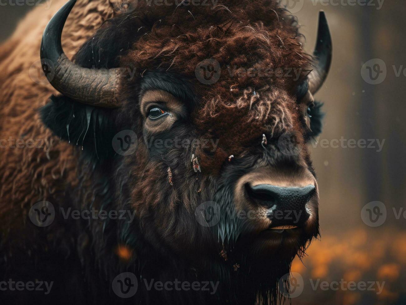bizon portret gemaakt met generatief ai technologie foto