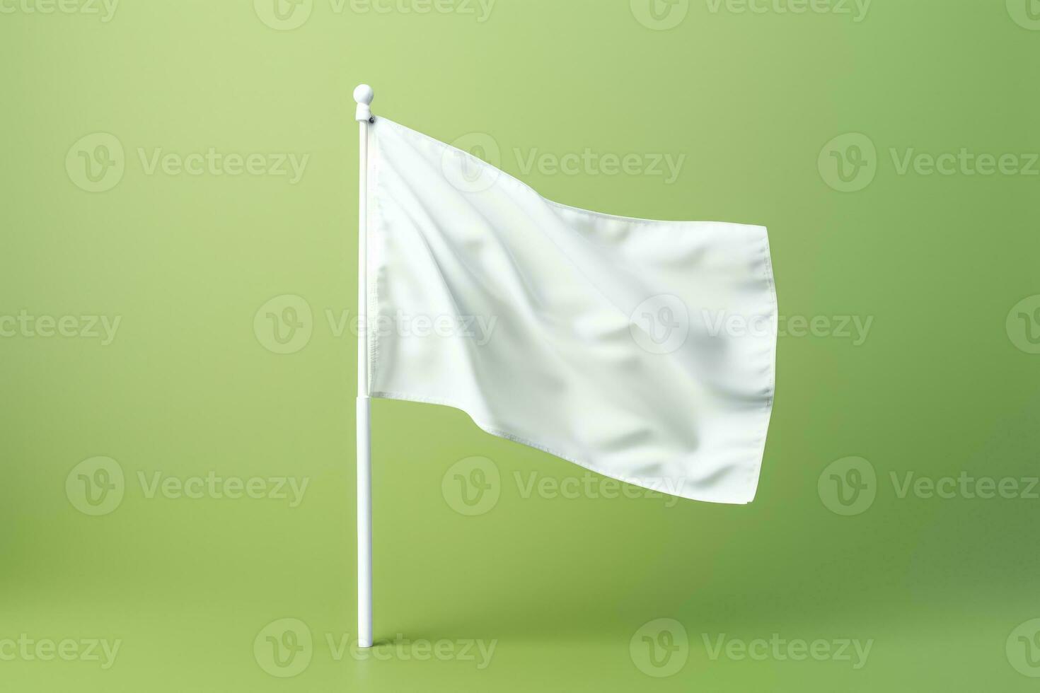 wit vlag markering Cursus van Internationale rally geïsoleerd Aan een mos groen helling achtergrond foto