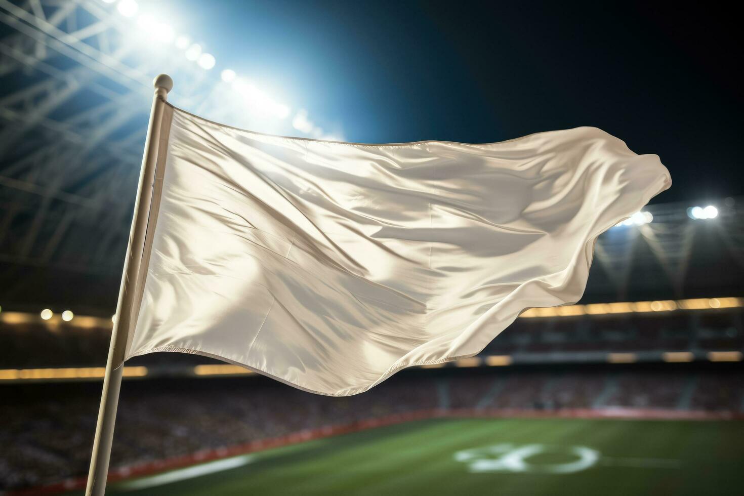 wit vlag vliegend hoog in stadions overbrugging landen Bij divers sport- evenementen foto