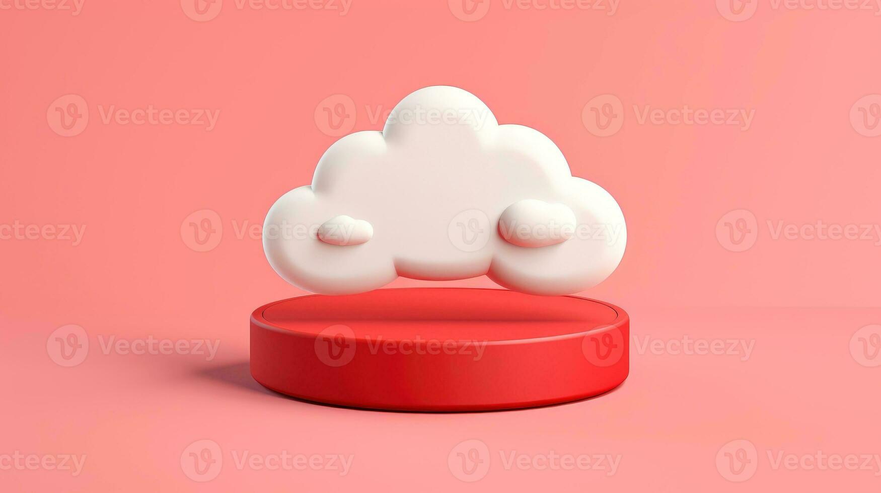 3d rood wit wolk icoon minimaal stijl, wolk berekenen online onderhoud, digitaal technologie veiligheid concept, generatief ai illustratie foto