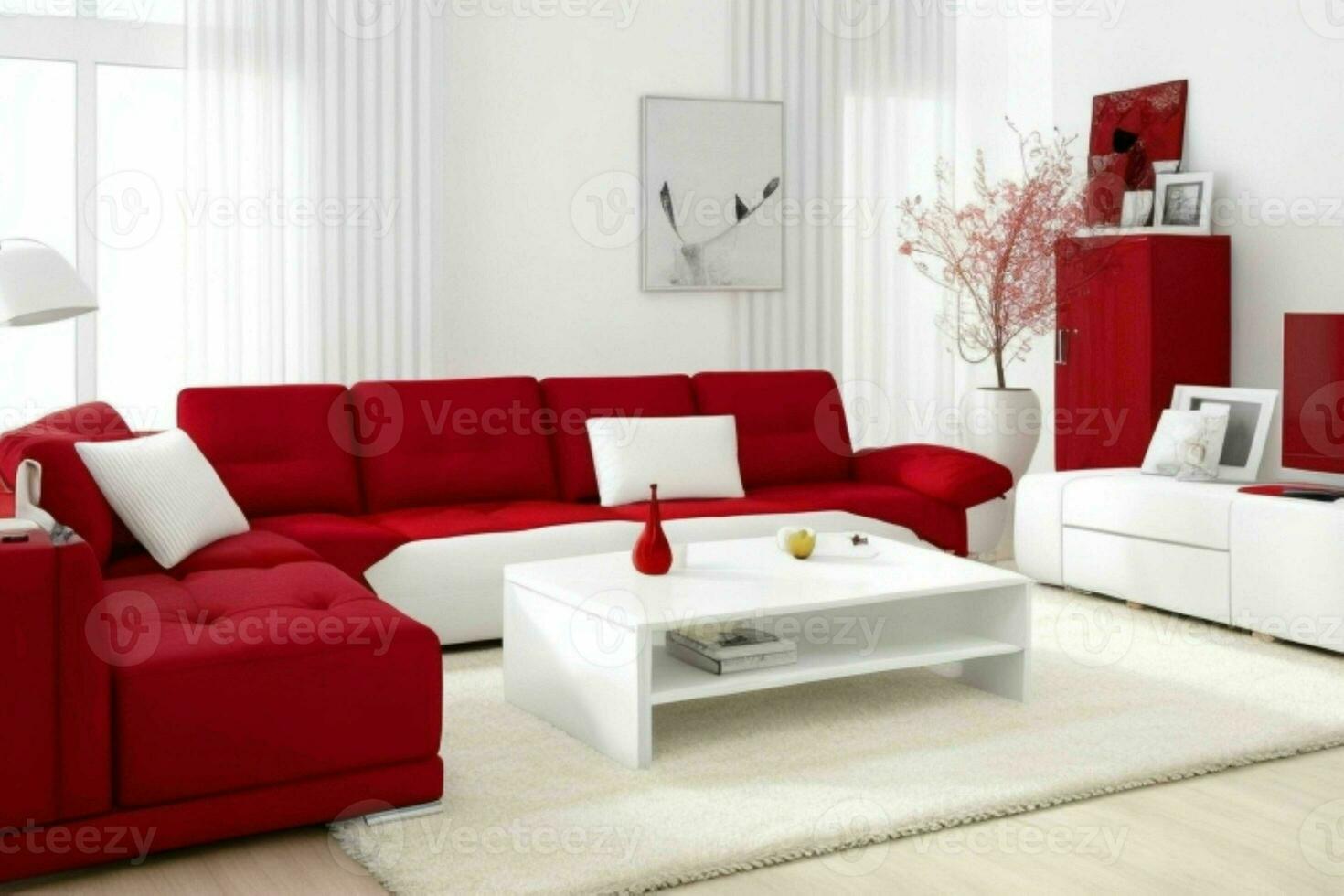 modern leven kamer ontwerp met comfortabel sofa en elegant decoratie. generatief ai pro foto