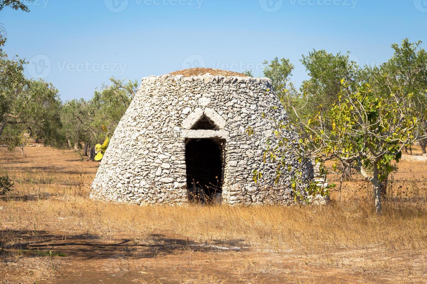 regio Puglia, Italië. traditioneel pakhuis gemaakt van steen foto