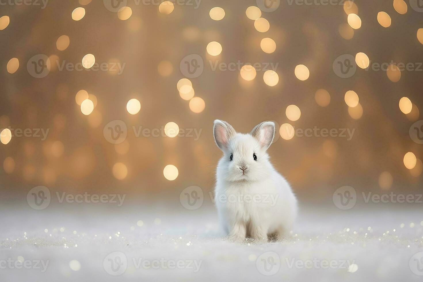 detailopname van schattig konijn met mooi bokeh achtergrond, generatief ai illustratie foto