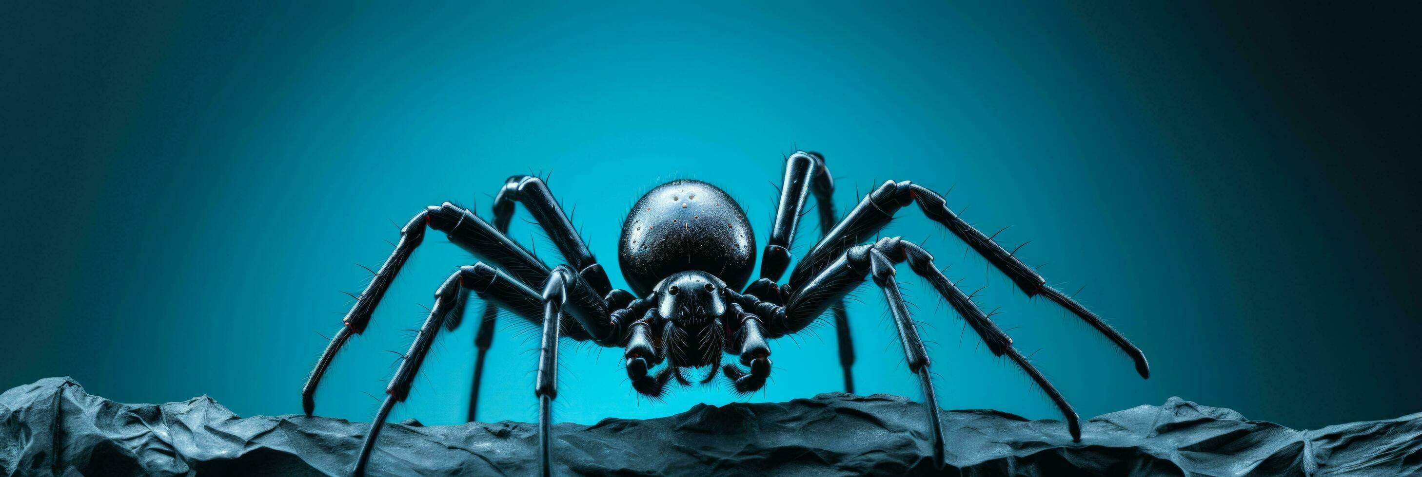een diy griezelig spin halloween werf decoratie geïsoleerd Aan een helling achtergrond foto