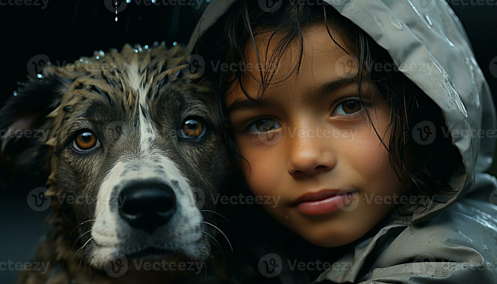 een schattig, nat puppy op zoek Bij camera, glimlachen met onschuld gegenereerd door ai foto