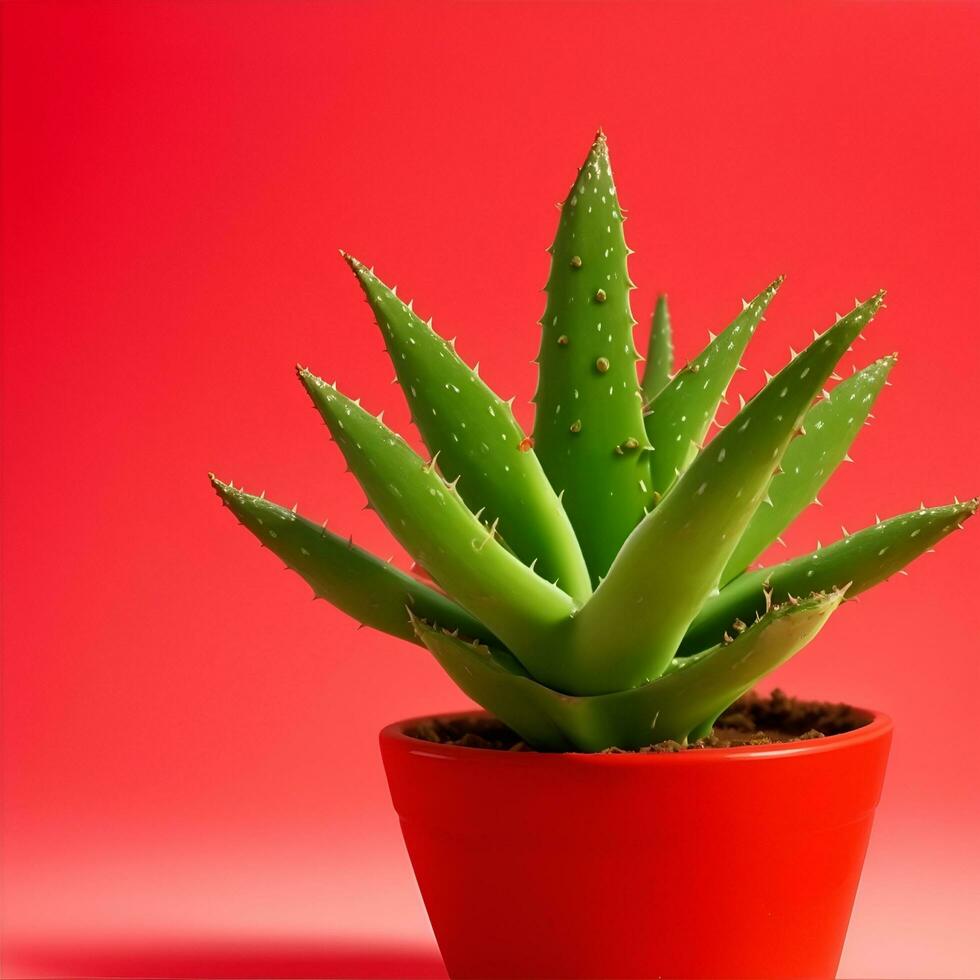 schattig aloë fabriek in een pot met achtergrond - ai gegenereerd foto