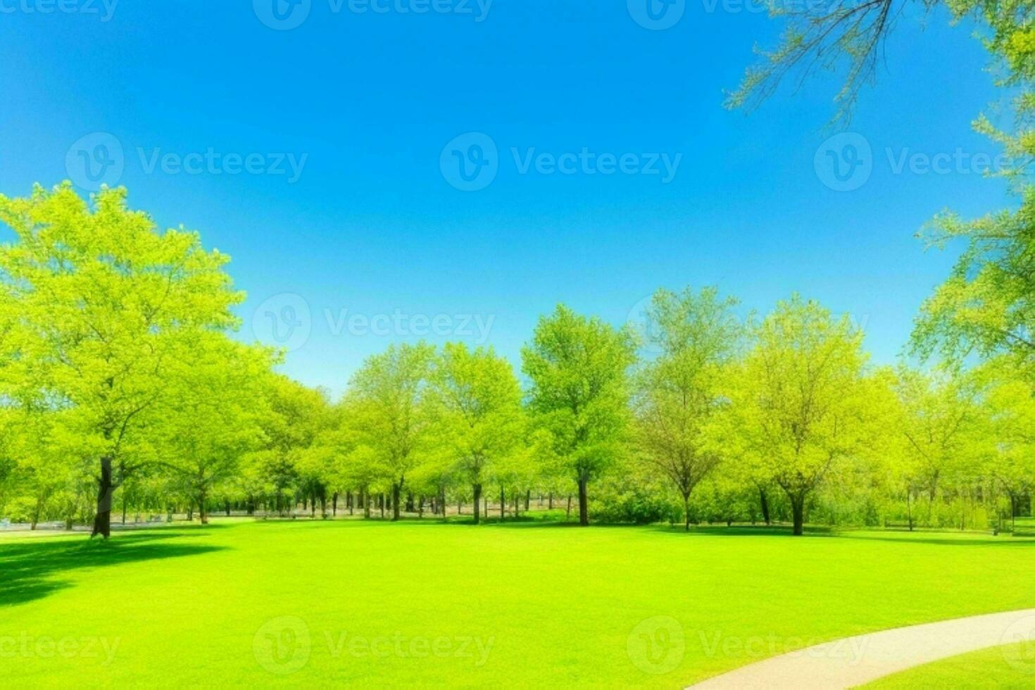 mooi landschap park met bomen en zon. kleurrijk gebladerte in de park. ai generatief pro foto